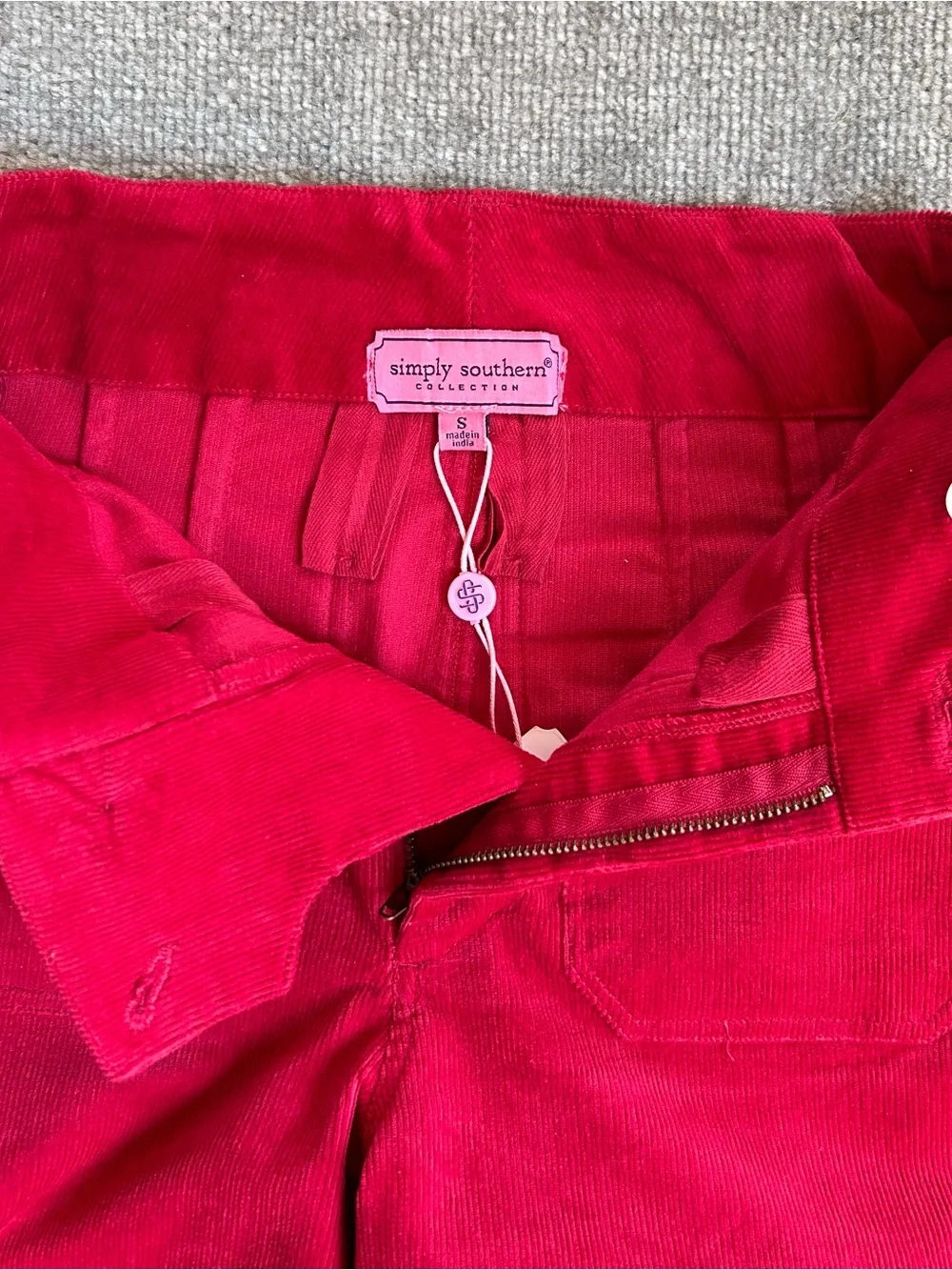 NWT Simply Southern Women’s Wide Leg Red Corduroy Pants, Size Small